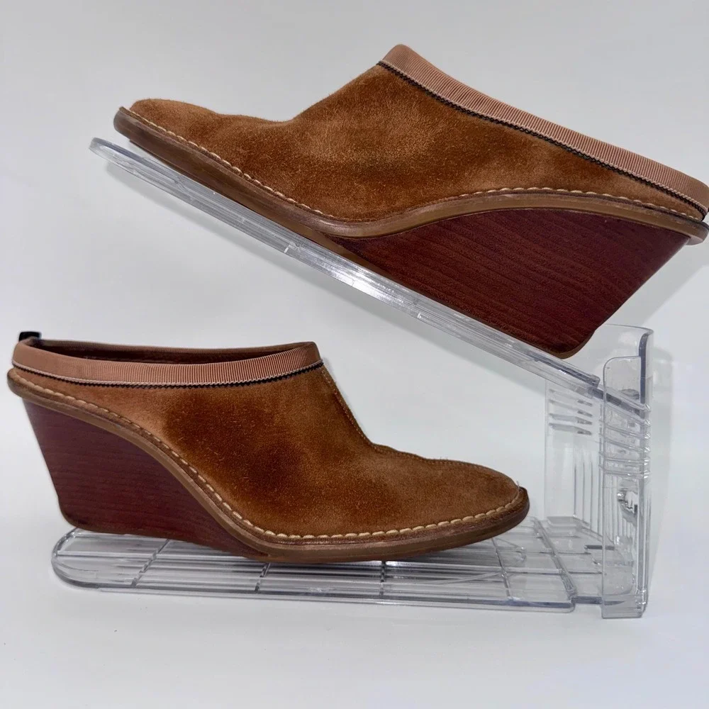Cole Haan Womens 8B Brown Suede Wedge Mules Slip On Clogs D2017688 - Picture 4 of 9